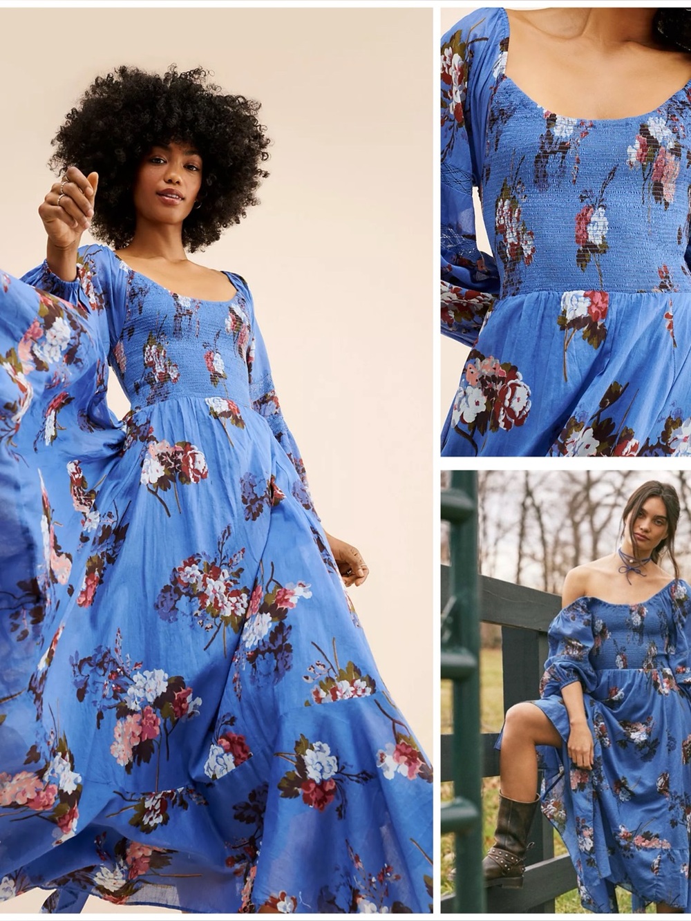 𝓯𝓹 Free People ~ 💙 Morning Glory Maxi Dress in Blue Combo